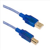 USB A/M TO B/M CLEAR BLUE 1.5 M